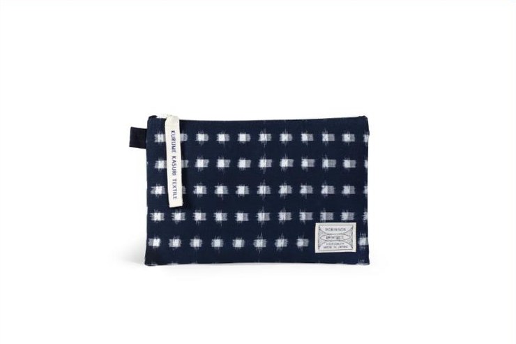 Pochette M Pois carrés Marine/Blanc